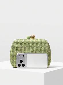 MOTF PREMIUM 女士小巧时尚度假草编手拿包，适合度假/旅行 - 綠色 - 查看 4