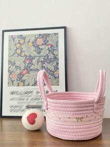 PETSIN 1pc Pet Desktop Woven Storage Basket, Valentine's Day Heart-Shaped Basket, Suitable For Pet Toy Storage, Bedroom/Children's Room Desktop/Living Room Desktop Miscellaneous Storage, Decorative Multi-Functional Storage Basket - Multicolor - View 5