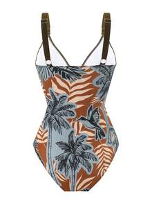 Swim Oasis 2026 Neuer Frühling/Sommer Damen 2-teiliges Set mit bedrucktem Badeanzug & Mesh Maxikleid Strand Resort Lässig Bademode Set - Verschiedenfarbig - Übersicht 4