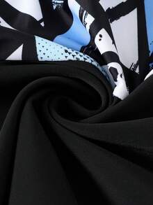 青少年男童两件式防晒泳衣套装，含沙滩短裤，休闲酷炫运动泳装，适合度假穿着 - 黑與白 - 查看 6