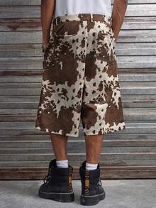 AXEPEAK 男士夏季休闲时尚街头奶牛印花宽松阔腿短裤 - 彩色 - 查看 2