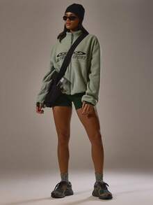 Musera Sport Sport Oversized Zip Through Embroidered Logo Fleece Active Gym Workout Casual Sonder Spring - Mint Green - View 6