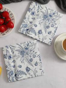 Cirelle 复古花卉图案纸巾 - 20张装，一次性纸巾，适用于早午餐、花园派对和餐桌装饰、婚礼和庆典用品 - 彩色 - 查看 6