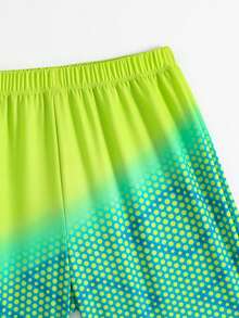 1条霓虹渐变色弹力速干舒适针织面料泳裤，适合青少年男孩，可用于海滩、泳池、海边、冲浪、度假、夏季、旅行、假日等场合。 - 綠色 - 查看 8