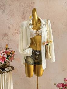 Sunnyshic 女士休闲亚麻混纺长袖衬衫，优雅百搭，适合日常穿着，春夏款