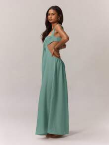 MUSERA Bộ jumpsuit ống rộng xếp ly ở phần ngực, phong cách boho, thích hợp cho kỳ nghỉ hè, dự tiệc cưới, hẹn hò kiểu miền Tây, thanh lịch. - màu xanh lá - Xem 3