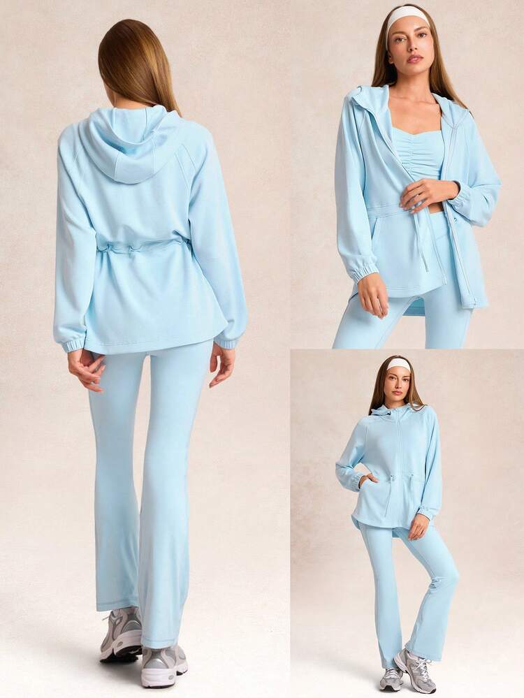 Softserene Modal Off-Duty MVP Relaxed Fit Seidig glatter, atmungsaktiver Reißverschluss-Hoodie-Jacke in Hüftlänge für den täglichen Lässig-Wear-Einsatz im Herbst und Winter