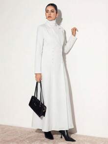 Al Najma Áo Abaya kẻ sọc thời trang nữ dành cho người đi làm - trắng - Xem 4
