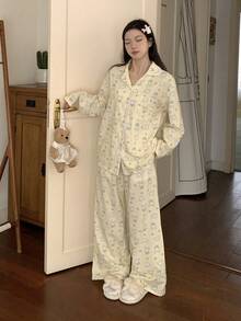 DAZY 可爱兔子印花女士睡衣套装