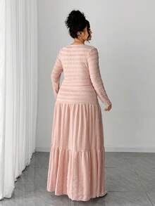 Elenzga Romantic Vintage Elegant Ruffled Texture Contrast Bow 2 Pieces Set, Casual Fashion For  Day - Pink - View 2