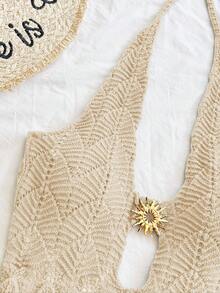 Soleia Women's Vacation Knit Textured Bandeau Bralette, Sexy For Party, Date, Beach, Summer Outfit, Holiday Date, Afternoon Tea, Wedding Season, Beach Cruise Vacation, City Road Trip Vacation, Boho Vacation, Music Festival In Fall/Winter Summer Vacation Dress Summer Sexy Dress Seashell Dress Crochet Cover Up Dress Crochet Swimsuit Women - Apricot - View 6