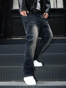 GALLERY FADE Herren Retro Vintage Hufeisen Cowboy Jeans, Slim Fit ausgestelltes Bein Hose geeignet für Streetwear, Lässig Alltag, Wochenendausflüge, Musikfestivals, gesellige Anlässe und mehr. Diese Hose ist ein unverzichtbares vielseitiges Teil in der Garderobe eines Mannes und macht ein tolles Geschenk für Freund oder Ehemann. Streetwear Jeans Herren Jeans Herren Denim Schwarze Jeans Gestapelte Jeans Herren - Mittele Waschung - Übersicht 6