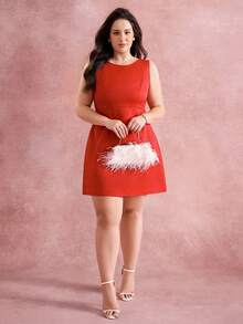 Juhart 大码女式法式露背蝴蝶结红色连衣裙，优雅派对礼服，适合生日、情人节等场合 - 紅色 - 查看 4