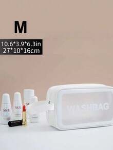 1个白色PVC化妆包，大号透明洗漱包，防水旅行化妆盒，淋浴收纳包，女士旅行配件 - 白色 - 查看 6