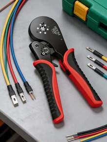 Manual Crimping Tool, Suitable For HSC8 16-6 Ring Crimping Pliers For Ring Terminals, Electrical Fixture Set, Wire Head Size 0.08-16mm ² 30-5AWG - Black and Red - View 5