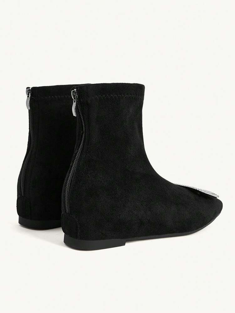 CUCCOO CHICEST Women's Fashionable Versatile Commuting Rhinestone Decorated Ankle Boots Valentine's Day