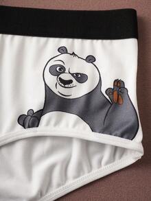 Kung Fu Panda X SHEIN 2 piezas Bragas cómodas con gráficos de dibujos animados lindos para mujer - Blanco y Negro - Ver 10