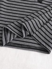 Áo khoác cardigan cổ tròn kẻ sọc tay dài dành cho nữ tuổi teen, phong cách thường ngày, đa năng, thích hợp cho mùa thu/đông. - Xám - Xem 4