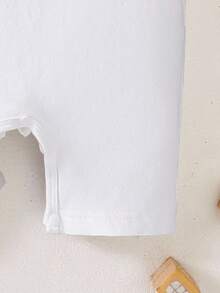 Ramadan Baby Boy Comfortable Short Sleeve Romper, Suitable For Parties And Gatherings, Moon Lantern 1st Birthday Pattern, Lightweight And Comfortable For Spring/Summer, Fashionable Casual Wear For Spring/Summer, Street Style, Outdoor Picnics, Festivals, Gifts - White - View 3