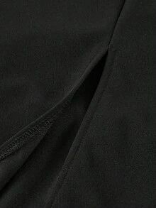 SHEIN Robe longue ajustée minimaliste élégante et décontractée pour préadolescentes, avec encolure ras-du-cou froncée et dos nu - Noir - Voir 8