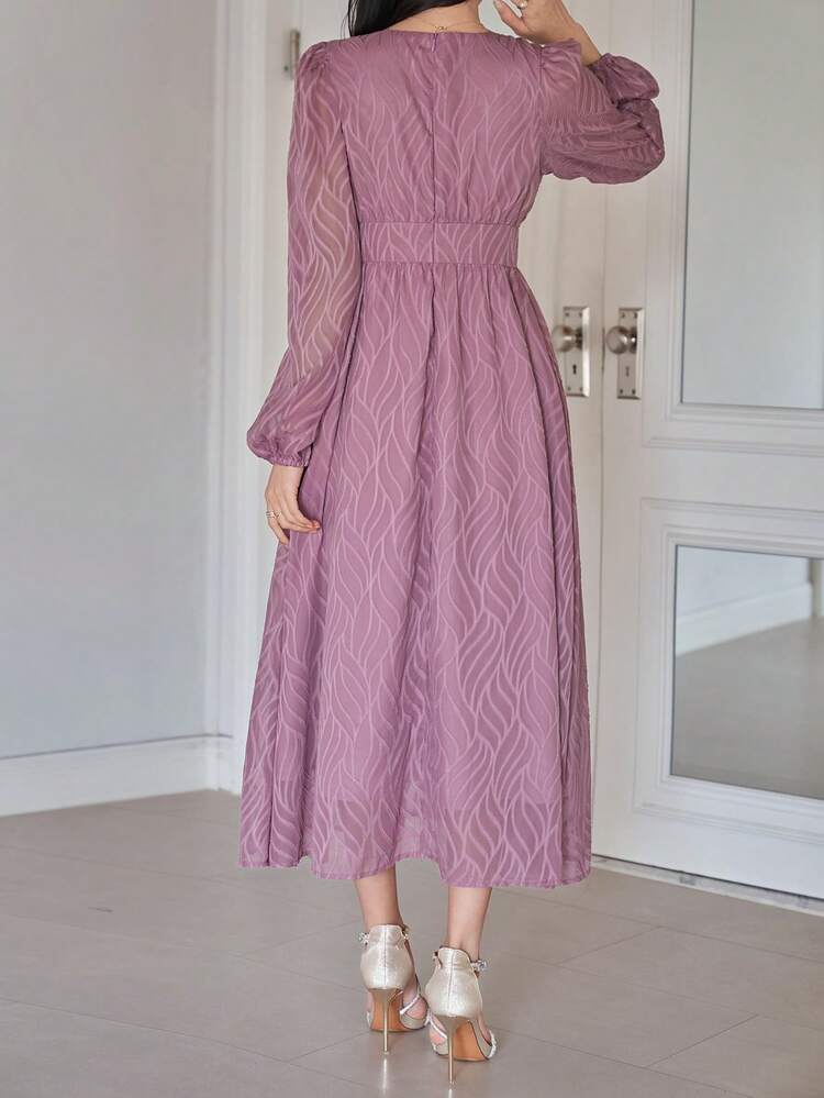Women's Elegant Floral V-Neck Puff Sleeve Dress, Spring/Summer Sundress