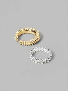 Ontre 18K镀金绕线极简戒指 - 金色銀色 - 查看 3