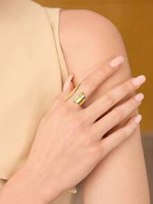 MOTF PREMIUM 18K镀金不锈钢几何极简戒指 - 金色 - 查看 5