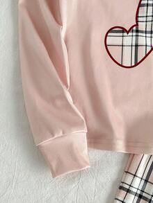 Bộ 2 món đồ mặc nhà in hình gấu dễ thương cho bé gái tuổi teen và quần legging kẻ caro cổ điển - Nhiều màu - Xem 5