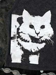 Glimmora Camiseta de tirantes casual y versátil con estampado de gato para mujer - Multicolor - Ver 3