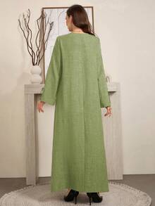 Al Najma 女士优雅宽松舒适蝴蝶结竹编连衣裙长款女装 - 綠色 - 查看 2