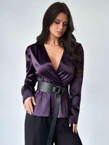 Firerie Damen eleganter taillenformender Satinbund Hemdgürtel - Rot-violett - Übersicht 5