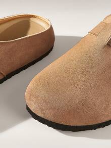 Solecia Sepatu Loafer Datar Kasual Wanita Warna Polos dengan Dekorasi Logam untuk Musim Semi, Liburan Musim Semi, Paskah, dan Natal. - coklat tua - View 5
