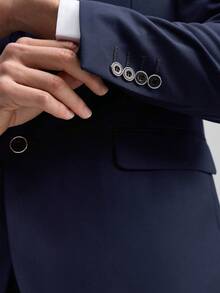 Officeau New Style Men's High-Quality Business Suit Groom's Wedding Dress Male Solid Color Double-Breasted Tuxedo Fashion Gold Buckle Blazers European Size 2XL 3XL Spring To Summer - Navy Blue - View 10