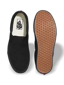 Vans Giày thể thao cổ điển không tay, unisex, thấm hút mồ hôi, thoáng khí, nhẹ, co giãn tốt, logo chắc chắn, dễ giặt, đa năng, thích hợp cho thể thao ngoài trời, chạy bộ, đi học hàng ngày, màu đen VN000EYEBKA - màu đen - Xem 7