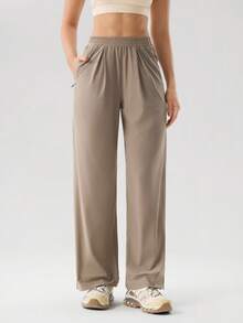 OutZeal Women Sports Pants Camping Hiking Quick-Drying Cool Touch High Waistband Wide Leg Bottom - Khaki - View 6