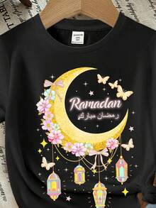 Tween Girls' Casual Cartoon Graphic Short Sleeve Round Neck T-Shirt, Suitable For Summer - Multicolor - View 4
