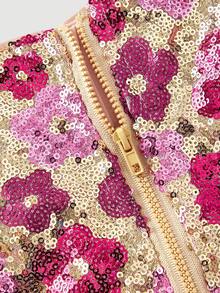 SHEIN MOD Áo tank top kiểu cung đình sang trọng đính sequin thêu hoa mai – Hoàn hảo cho buổi hẹn hò, tiệc tùng, dạ hội, lễ hội và sinh nhật. - Màu Hồng Tươi - Xem 3