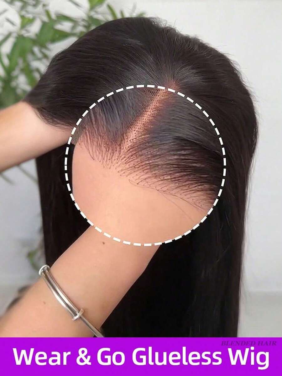 5x5 Lace Glueless Wigs Pull On And Go Extra Convenient Straight Lace Front Wigs 200% Density Brazilian Straight Virgin Wigs Pre-Plucked Hair For Women 24 Inch Natural Hairline Variable Styling Options Everyday Wear And Versatile Styles - Natural & Black - View 1