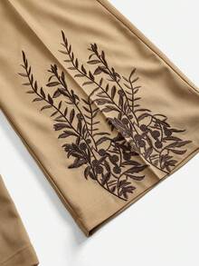 Anewsta Petite Women's Khaki Office Pants With Embroidered Hem, Suitable For New Year - Khaki - View 8