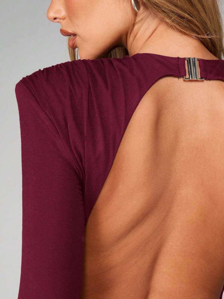 MISSGUIDED 숄더 패드 컷 아웃 백 디테일 가을 겨울 바디콘 파티가 있는 긴 소매 미니 드레스