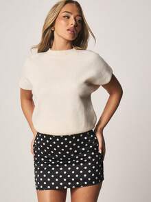 MISSGUIDED 复古高腰波点迷你裙可爱修身铅笔短裤夜店派对超短裙 - 黑與白 - 查看 4