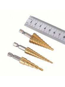 Bộ 3 mũi khoan bậc bằng thép tốc độ cao phủ titan, mũi khoan hình tháp dùng cho gỗ và kim loại hiệu quả cao - Bền bỉ, vát cạnh mịn, không có bavia, không dễ bị gỉ, dễ lắp đặt, nâng cao hiệu quả. - Nhiều màu - Xem 7