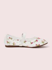 CUCCOO DOLLMOD Women's Floral Pattern Buckle Design Flat Casual Shoes Valentine's Day - White - View 10