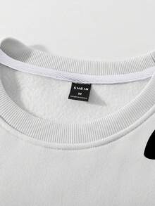 Manfinity Joysei Men's Contrast Graphic Print Crew Neck Long Sleeve Pullover Sweatshirt - Multicolor - View 3