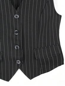 Modelyn Chaqueta delgada sin mangas con estampado de rayas, de talla grande, de moda y elegante, para primavera/verano - Negro - Ver 4
