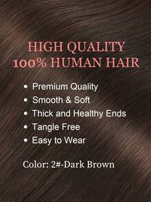 8PCS With 16 Clips Straight Clip In Hair Extensions 100% Real Human Hair Color 2# Dark Brown 12-18 Inch Double Weft Invisible Clip Hair Extensions Remy Natural Human Hair For Women Girl Daily Full Head Use - 2# - View 2