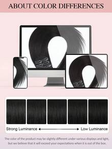 9AM Hair 4 件装 8 个夹子 直发接发 100% 真人发色 NC# 自然黑 12-18 英寸双纬隐形接发 雷米天然真人发 适合女性女孩日常全头使用 - Natural Black - 查看 13