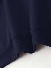 男士心形线条印花连帽衫，长袖带口袋，秋冬季休闲套头卫衣，适合作为礼物 - 藏蓝色 - 查看 7