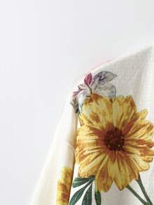 GlowEve Women's Floral Print V-Neck Button Front Long Sleeve Cardigan