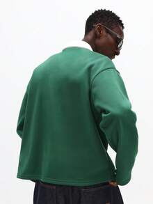 SUMWON 长袖 Polo 衫，白色领子，胸前饰有经典 Logo，适合春夏休闲穿着。 - 綠色 - 查看 2